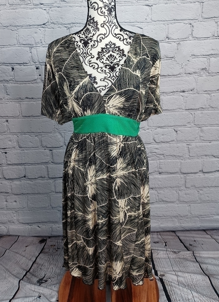 Maple womens short sleeve 100% silk floral print tie back popover dress sz s b14
